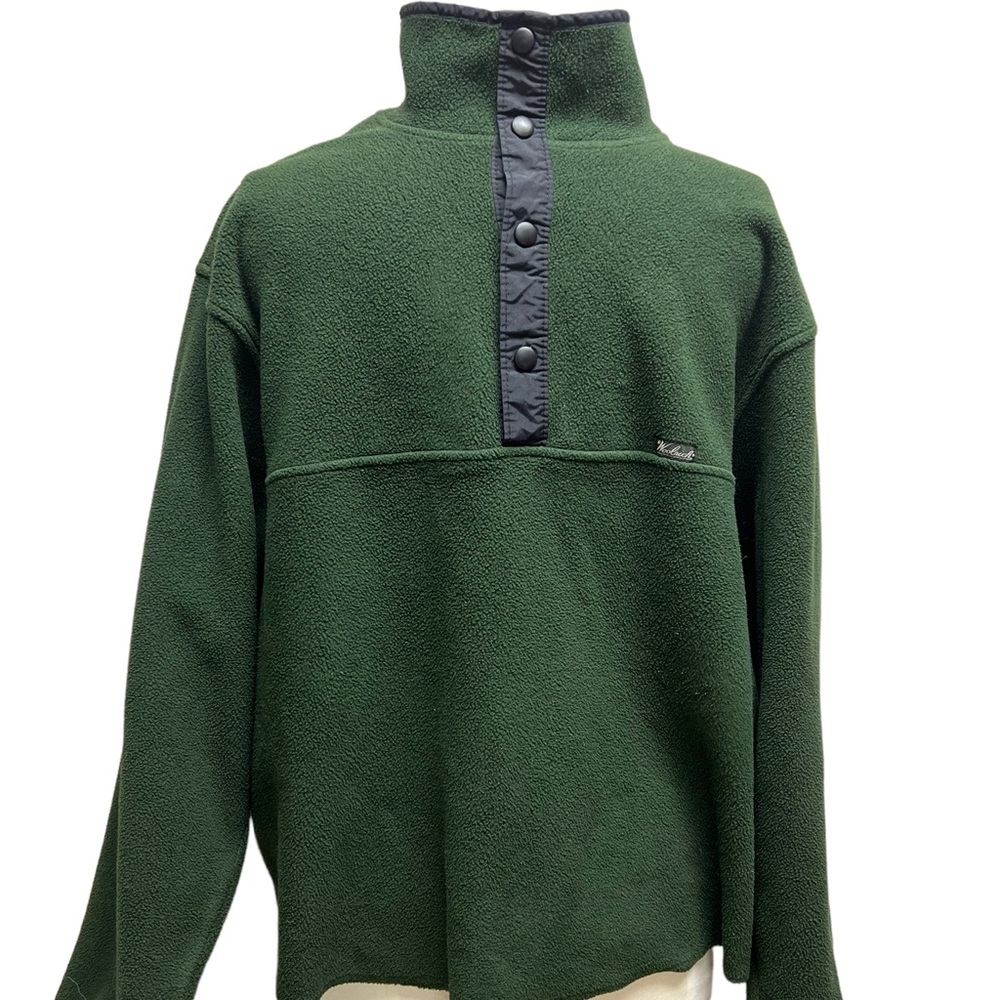 Woolrich vintage mens large polartec snap front pullover fleece shirt in green